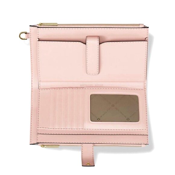 New Michael Kors Jet Set Travel Double Zip Wristlet Wallet Powder Blush Multi - Picture 3 of 3